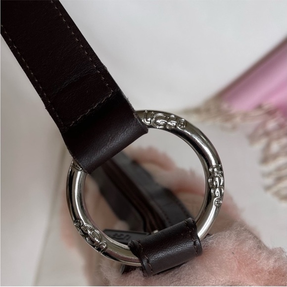 UGG Pink Suede Shoulder Purse Shearling Lined Leather Handbag Bag - Picture 7 of 14